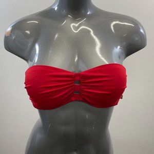 Aqua by La Vie en Rose Women's Red Bathing Suit Strapless Top Back Tie Size S